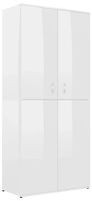 Παπουτσοθήκη Γυαλιστερό Λευκό 80x39x178 εκ. από Μοριοσανίδα - Λευκό