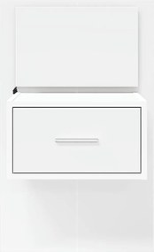 vidaXL Κομοδίνο Επιτοίχιο με Φώτα LED Λευκό