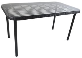 Τραπέζι Κήπου ArteLibre AMPIUS Μαύρο Μέταλλο/Rattan/Γυαλί 160x90x73cm