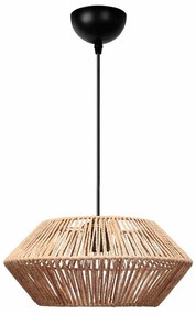 GloboStar® CASTRO 204-0164 Boho Κρεμαστό Φωτιστικό Kαπέλο Μονόφωτο 1 x E27 IP20 Μπεζ Σχοινί - Μ31 x Π31 x Υ26cm