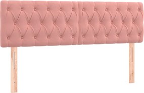 vidaXL Κρεβάτι Boxspring με Στρώμα Ροζ 140x190 εκ. Βελούδινο