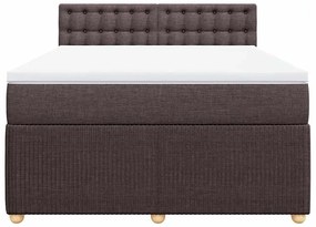 vidaXL Κρεβάτι Boxspring με Στρώμα Σκούρο Καφέ 140x190 εκ. Υφασμάτινο