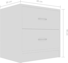 vidaXL Κομοδίνο Λευκό 40 x 30 x 40 εκ. από Επεξ. Ξύλο