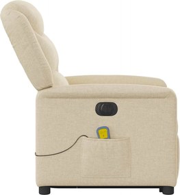 vidaXL Πολυθρόνα Μασάζ Ηλεκ. Ανακλινόμενη με Ανύψωση Κρεμ Υφασμάτινη