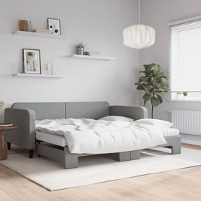 Καναπές Κρεβάτι Συρόμενος Αν. Γκρι 100x200εκ Ύφασμα Στρώματα - Γκρι