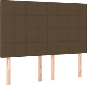 vidaXL Κρεβάτι Boxspring με Στρώμα Σκούρο Καφέ 140x200 εκ Υφασμάτινο