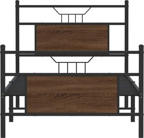 vidaXL Πλαίσιο Κρεβ. Χωρ. Στρώμα Καφέ Δρυς 90x200 εκ. Επεξ. Ξύλο