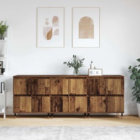 vidaXL Ντουλάπι αποθήκευσης 3 pcs Παλιό ξύλο 60 x 35 x 70 cm