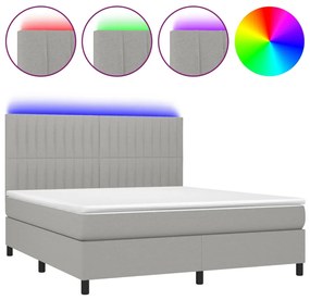 ΚΡΕΒΑΤΙ BOXSPRING ΜΕ ΣΤΡΩΜΑ &amp; LED ΑΝ.ΓΚΡΙ 180X200ΕΚ. ΥΦΑΣΜΑΤΙΝΟ 3135053