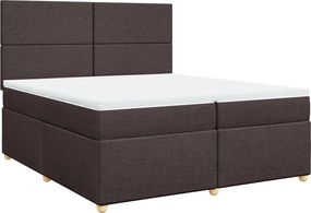 vidaXL Κρεβάτι Boxspring με Στρώμα Σκούρο Καφέ 200x200 εκ. Υφασμάτινο