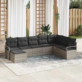 vidaXL Σετ Καναπέ Κήπου 8 pcs Ανοιχτό γκρι Πολυ ράταν