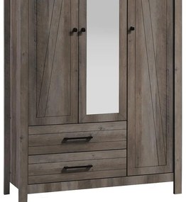 Ντουλάπα ρούχων Tara τρίφυλλη καθρέπτης rustic oak 121x52x193εκ 121x52x193 εκ.