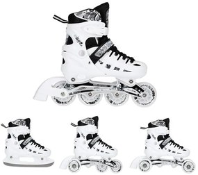 Αυξομειούμενα Roller NH10905 4 ΣΕ 1 INLINE SKATES NILS EXTREME ΑΣΠΡΟ ΜΕ LED ΤΡΟΧΟΥΣ -SMALL(31-34)