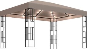 vidaXL Κιόσκι με Φωτάκια LED Taupe 4 x 3 μ.