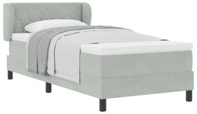 vidaXL Κρεβάτι με Στρώμα Light Grey 90x200 cm από Βελούδο