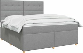 vidaXL Κρεβάτι box spring με στρώμα Ανοιχτό γκρι 180 x 200 cm Ύφασμα