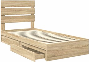 vidaXL Κρεβάτι Αποθήκης Δρύς Sonoma 70 x 190 cm Επεξεργασμένο ξύλο