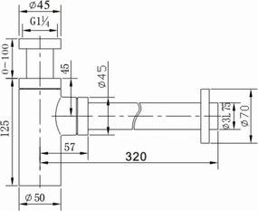 Karag LF9005 Cromo - Σιφώνι νιπτήρα χρωμέ