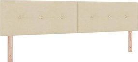 vidaXL LED Κρεβάτι με βάθρο με μαξιλάρι Κρεμ 200 x 200 cm ύφασμα