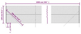 vidaXL Συρματόπλεγμα Περίφραξης Ανθρακί 1,4 x 10 μ.