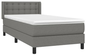 Κρεβάτι Boxspring με Στρώμα Σκούρο Γκρι 90x190 εκ. Υφασμάτινο - Γκρι