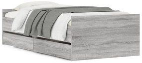 vidaXL Πλαίσιο Κρεβατιού με Συρτάρια Γκρι Sonoma 90 x 190 εκ.