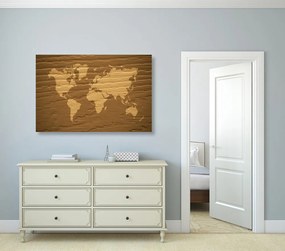 Εικόνα ενός καφέ παγκόσμιου χάρτη σε έναν φελλό - 120x80  transparent