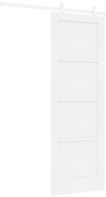 vidaXL Συρόμενη Πόρτα με Σετ Εξαρτημάτων Λευκή 73.5x211 εκ Συμπαγές Ξύλο Πεύκου