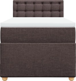 vidaXL Κρεβάτι Boxspring με Στρώμα Σκούρο Καφέ 90x200 εκ. Υφασμάτινο