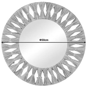 Καθρέπτης Zanlein Inart sisal σε φυσική απόχρωση Φ50x8εκ
