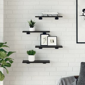 vidaXL Ράφια 4 τμχ Μαύρη Δρυς 40x20x1.5 εκ Φτιαγμένα από Ξύλο