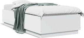 vidaXL Πλαίσιο Κρεβατιού με LED Λευκό 90 x 200 εκ. Επεξεργ. Ξύλο