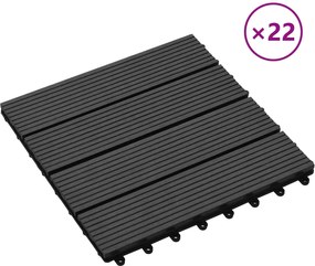 vidaXL Πλάκα Κατασκευής 22 pcs Μαύρο 30 x 30 cm WPC
