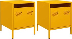 vidaXL Κομοδίνα 2 τεμ. Μουσταρδί 35x39x43,5 εκ. από Χάλυβα