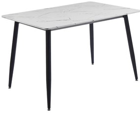 DATUM Τραπέζι Κουζίνας- Τραπεζαρίας, Μέταλλο Βαφή Μαύρο, Mdf Άσπρο Μάρμαρο