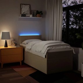 vidaXL Κρεβάτι Boxspring με Στρώμα Κρεμ 90x200 εκ.Υφασμάτινο