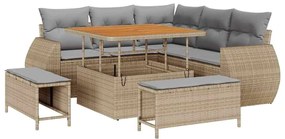 vidaXL Σετ Καναπέ Κήπου 8 pcs Μπεζ συνθετικό ρατάν