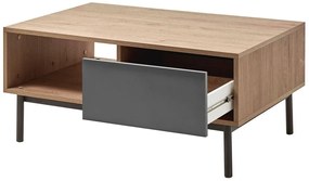 Τραπεζάκι σαλονιού Lima C108, Hickory δρυς, Γραφίτης, 47x68x104cm, Πλαστικοποιημένη μοριοσανίδα, Γωνιακός