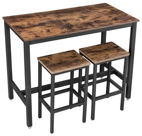 Σετ Μεταλλικό Ορθογώνιο Τραπέζι - Bar 120 x 60 x 90 cm με 2 Σκαμπό VASAGLE LBT15X LBT15X