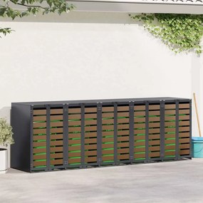 vidaXL Αποθήκη τροχήλατου κάδου για 3 κάδους Ατσάλι Ανθρακί