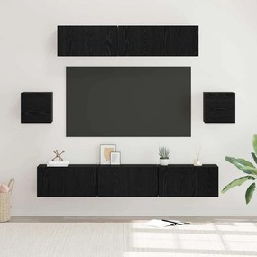 vidaXL Σετ επίπλου τηλεόρασης 7 pcs Μαύρη δρυς 80 x 30 x 30 εκ