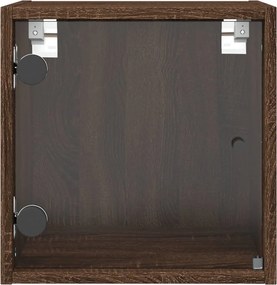 vidaXL Bedside Cabinet Brown Oak Compact Engineered Wood, Glass