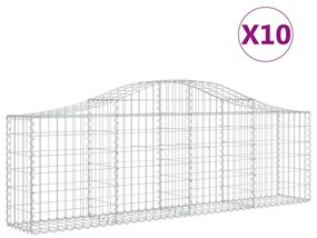 vidaXL Συρματοκιβώτια Τοξωτά 10 τεμ. 200x30x60/80 εκ. Γαλβαν. Ατσάλι