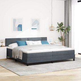 vidaXL Κρεβάτι με Στρώμα Σπαστό Σκούρο Γκρι 200x200 εκ. Βελούδινο