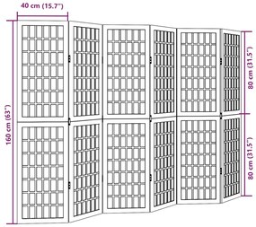 Διαχωριστικό Χώρου με 6 Πάνελ Μαύρο από Μασίφ Ξύλο Παυλώνιας - Μαύρο