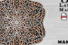 Intra απο ξύλο plywood 3mm-4mm πάχος Ψηφιακή 3D Mandala Δίασταση 30x30 cm INTRAFABR-32594240
