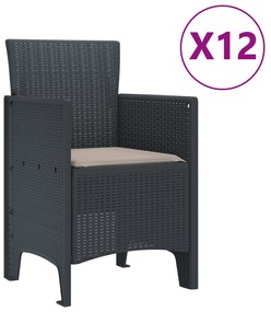 vidaXL Σετ Εξωτερικής Τραπεζαρίας  13 τεμαχίων με Μαξιλάρια Ανθρακί Ρατάν