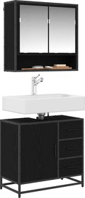 vidaXL Ντουλάπι Μπάνιου Μαύρη Οξυά 65 x 33 x 60 εκ Επεξεργασμένο Ξύλο