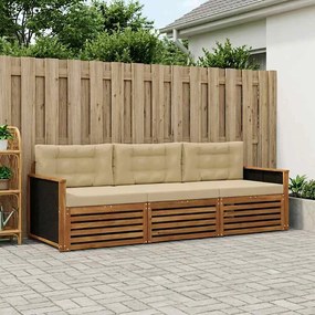vidaXL Σειρά Καναπέ Εξωτερικού 3 pcs Φυσικό και Μπεζ Πολυεστέρας