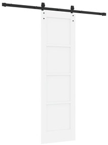 vidaXL Συρόμενη Πόρτα με Σετ Εξαρτημάτων Λευκή 61x198.5 εκ. Συμπαγές Ξύλο Πεύκου